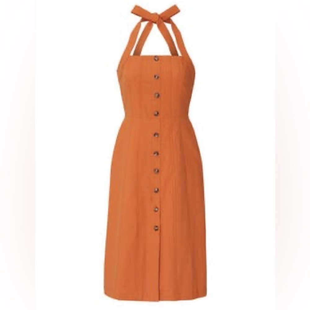 Moon River Burnt Orange Halter Dress
